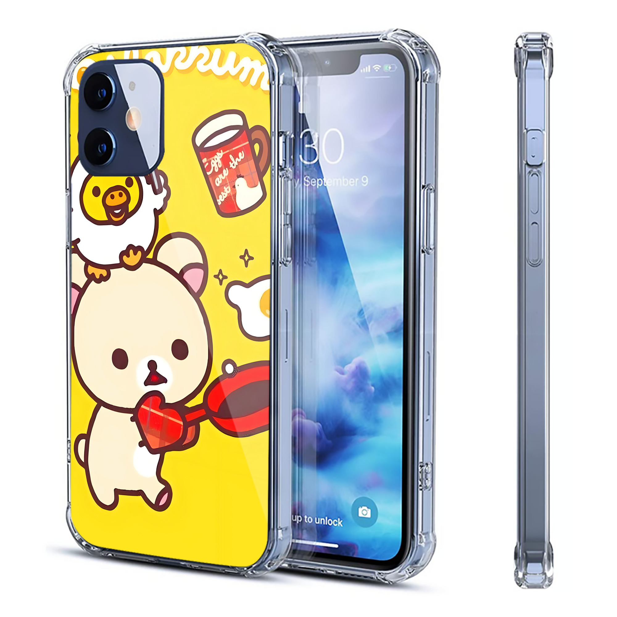 （画像用） リラックマ リラックマ キイロイトリ Rilakkuma Korilakkuma Kiiroitori 【iPhone 12シリーズ対応】透明スマホケース（クリアソフトケース）